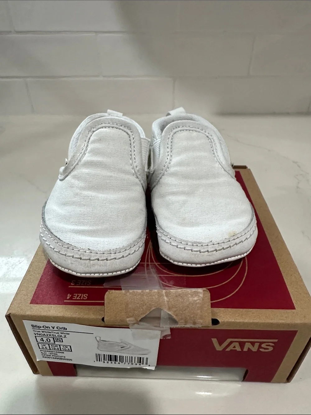 Vans White Slip-On V Crib Baby Shoes